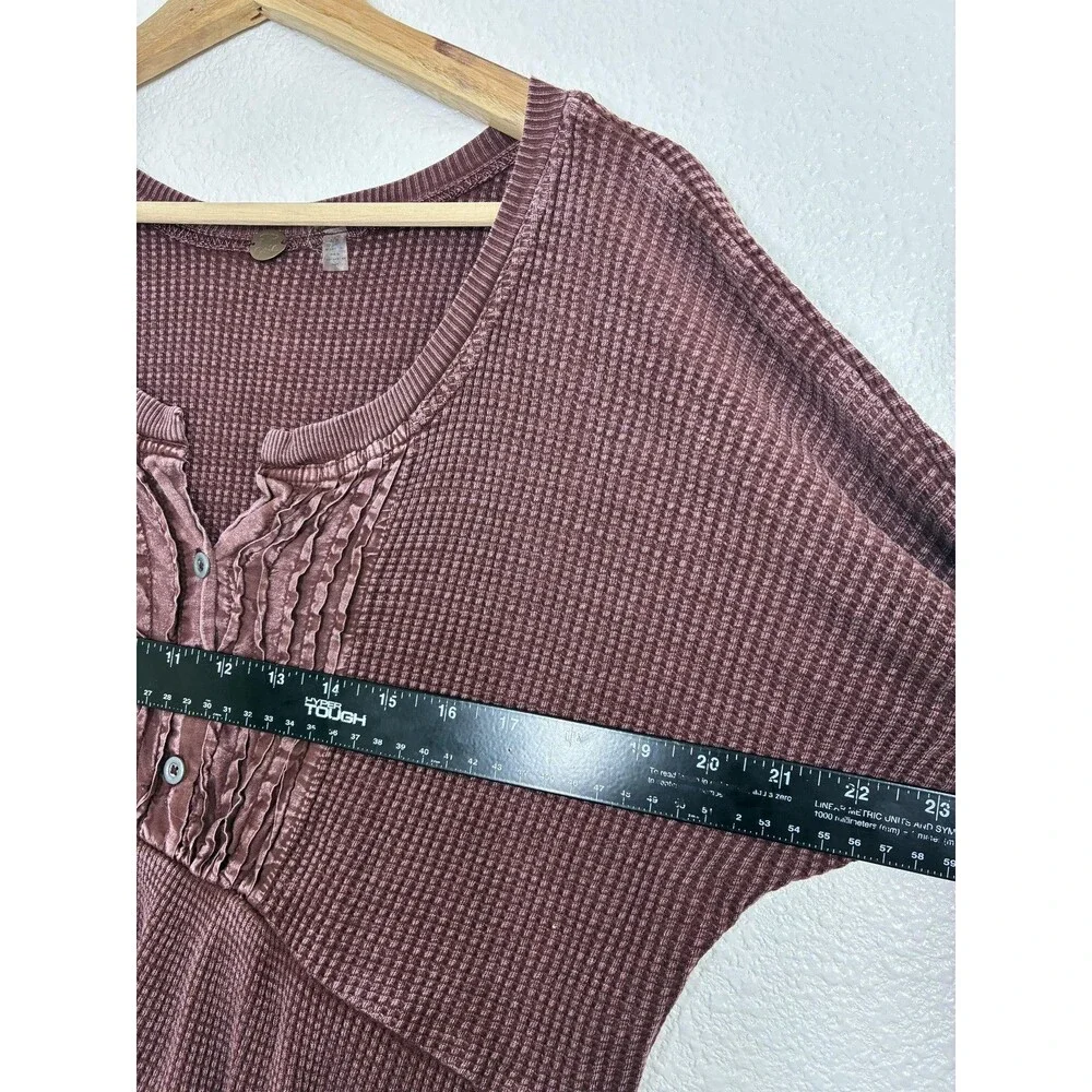 Free People Jolene Dress Womens Small Red Thermal Henley Trapeze Tunic Mini